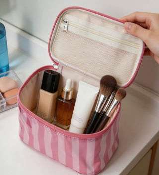 Striped Makeup Travel Bags