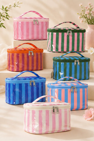 Striped Makeup Travel Bags
