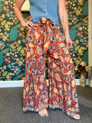 Brown Floral Pants