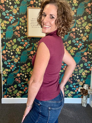Wine Mockneck Top