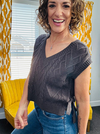 Charcoal Tie Sweater