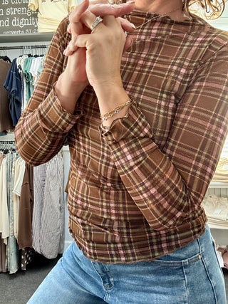 Pretty in Plaid Mesh Top