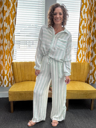 Mint Coastal Striped Shirt