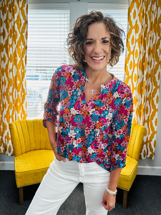 Magenta Floral Lizzy Top