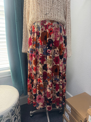 Velvet Floral Skirt