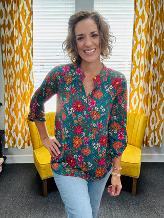 Teal Green Floral Lizzy
