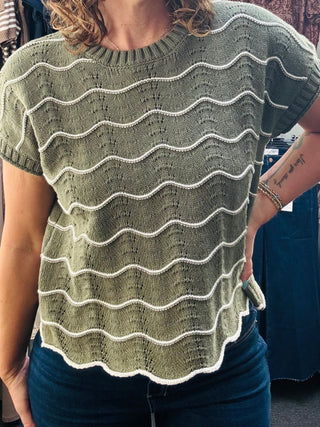 Olive Scallop Top