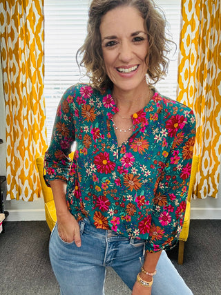 Teal Green Floral Lizzy