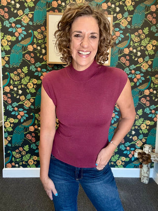 Wine Mockneck Top
