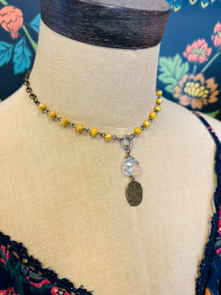 Yellow Coin Drop Necklace