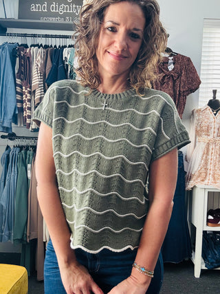Olive Scallop Top
