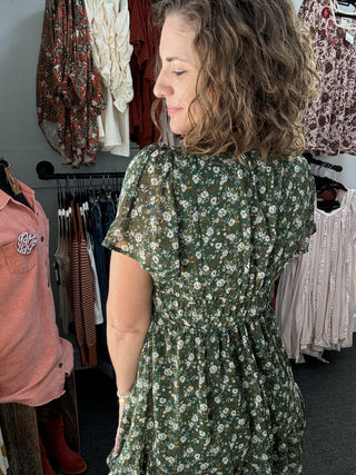 Hunter Green Floral Dress