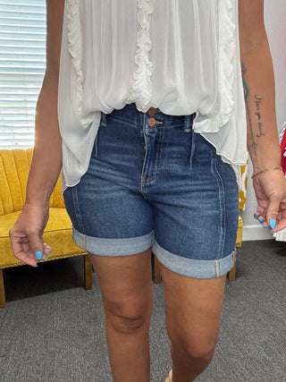 Dark Wash Roll-Up Shorts