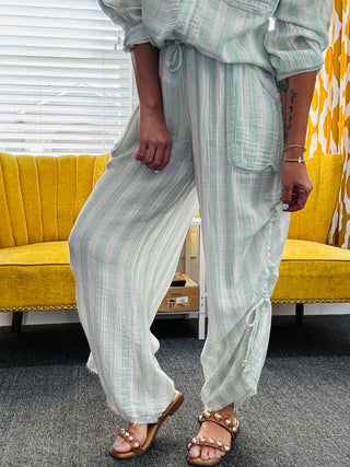 Mint Coastal Striped Pants