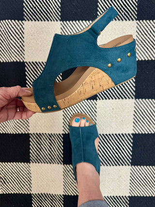 Teal Suede Carley Wedge