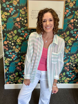 Mint Coastal Striped Shirt