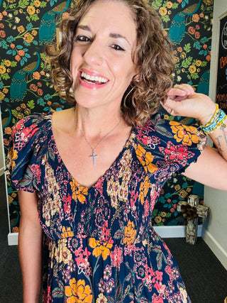 Fall Floral Smocked Dress