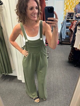 Boho Olive Overalls