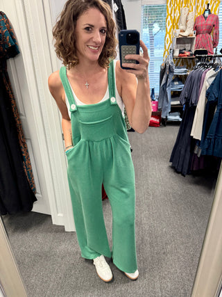 Kelly Green Boho Overalls