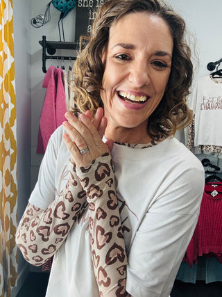 Cheetah Hearts Mesh Top