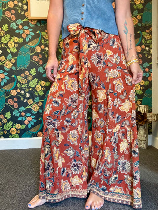 Brown Floral Pants