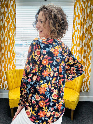Blue Leaf Floral Top