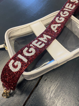 Gig'em Aggies Beaded Guitar Strap