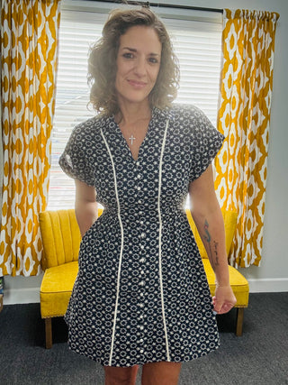 Navy Stitch Dress