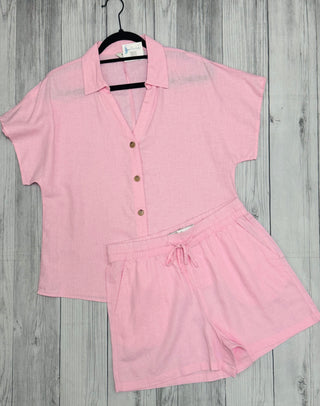 Soft Pink Linen Shorts