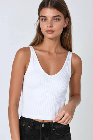White Halo Ribbed Tank