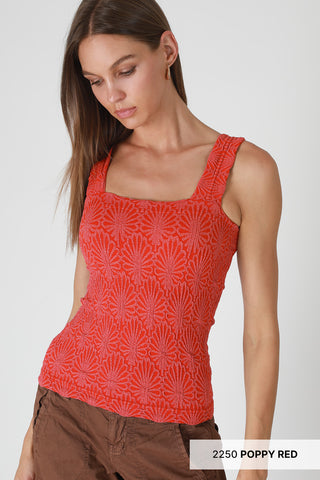 Red Lace Textured Cami