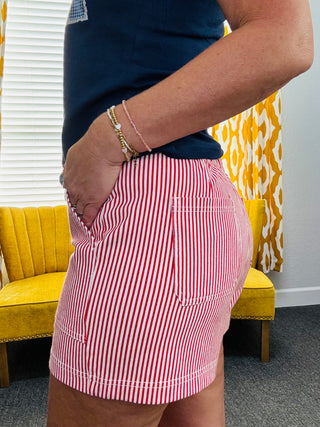 Red Stripe Buffy Shorts