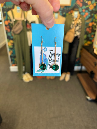 Green Stone Drop Earrings