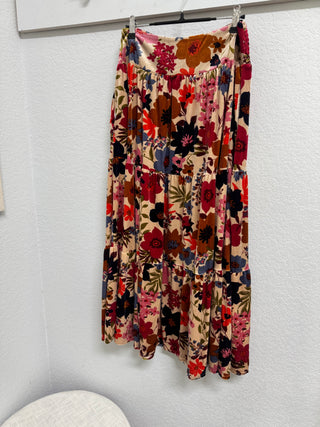 Velvet Floral Skirt