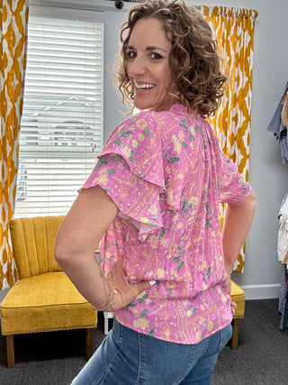 Pink Sunrise Garden Top