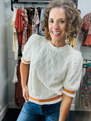 Cream Textured Top