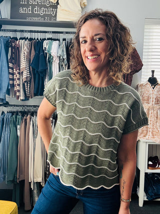 Olive Scallop Top