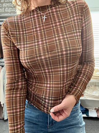 Pretty in Plaid Mesh Top