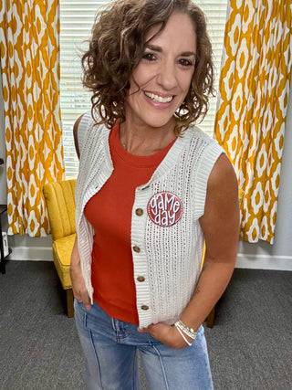 White Crochet Vest