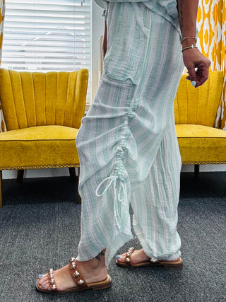 Mint Coastal Striped Pants