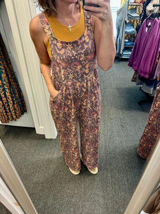 Boho Floral Overalls