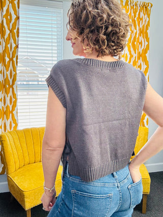 Charcoal Tie Sweater