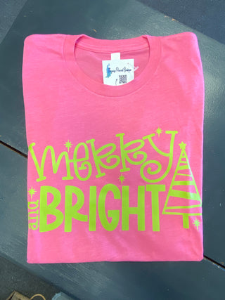 Merry & Bright Pink Tee