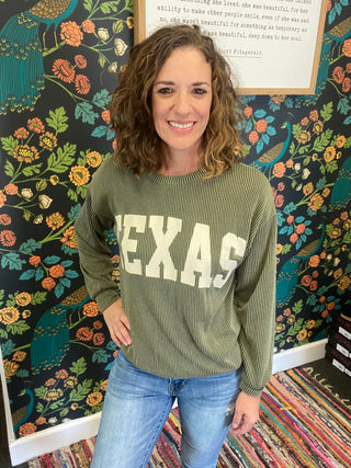 Olive TEXAS Pullover