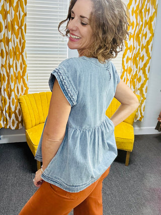 Braided Denim Top