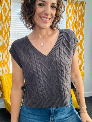 Charcoal Tie Sweater