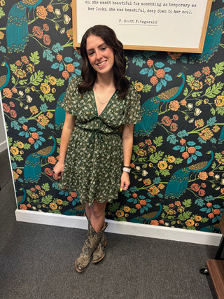 Hunter Green Floral Dress