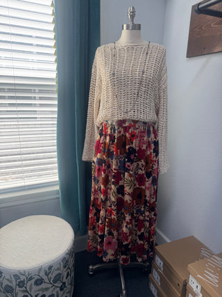 Velvet Floral Skirt