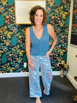 Floral Denim Pants