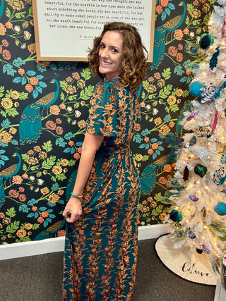 Peacock Velvet Dress